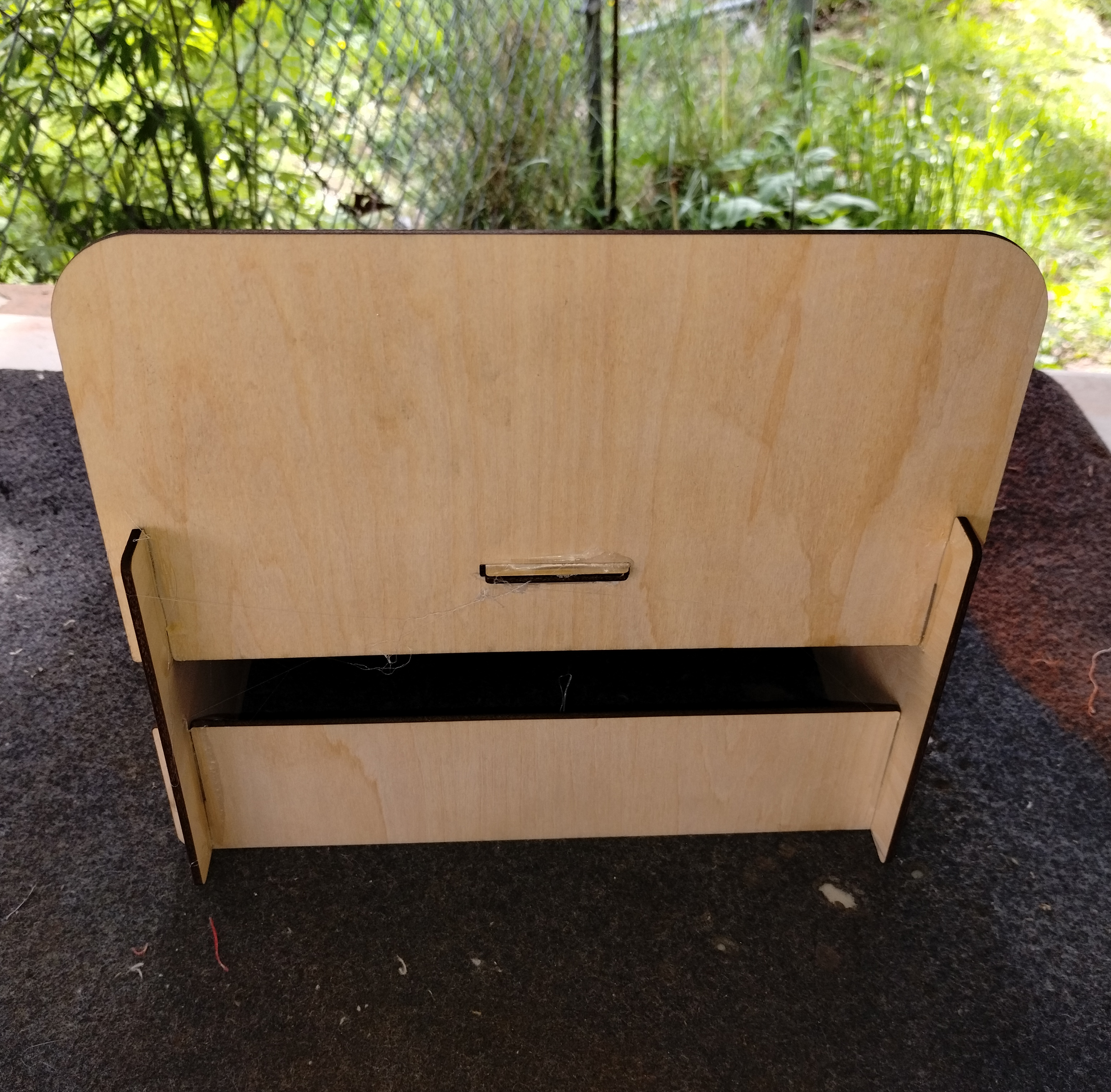 2 level laser cut display shelf with custom engraving