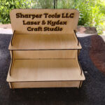 2 level laser cut display shelf with custom engraving