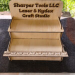 2 level laser cut display shelf with custom engraving