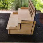 2 level laser cut display shelf with custom engraving