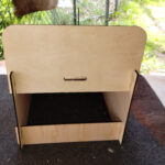 3 level laser cut display shelf with custom engraving