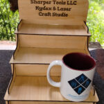 3 level laser cut display shelf with custom engraving