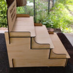 3 level laser cut display shelf with custom engraving