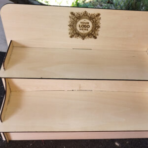 2 level laser cut display shelf with custom engraving larger