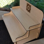 2 level laser cut display shelf with custom engraving larger