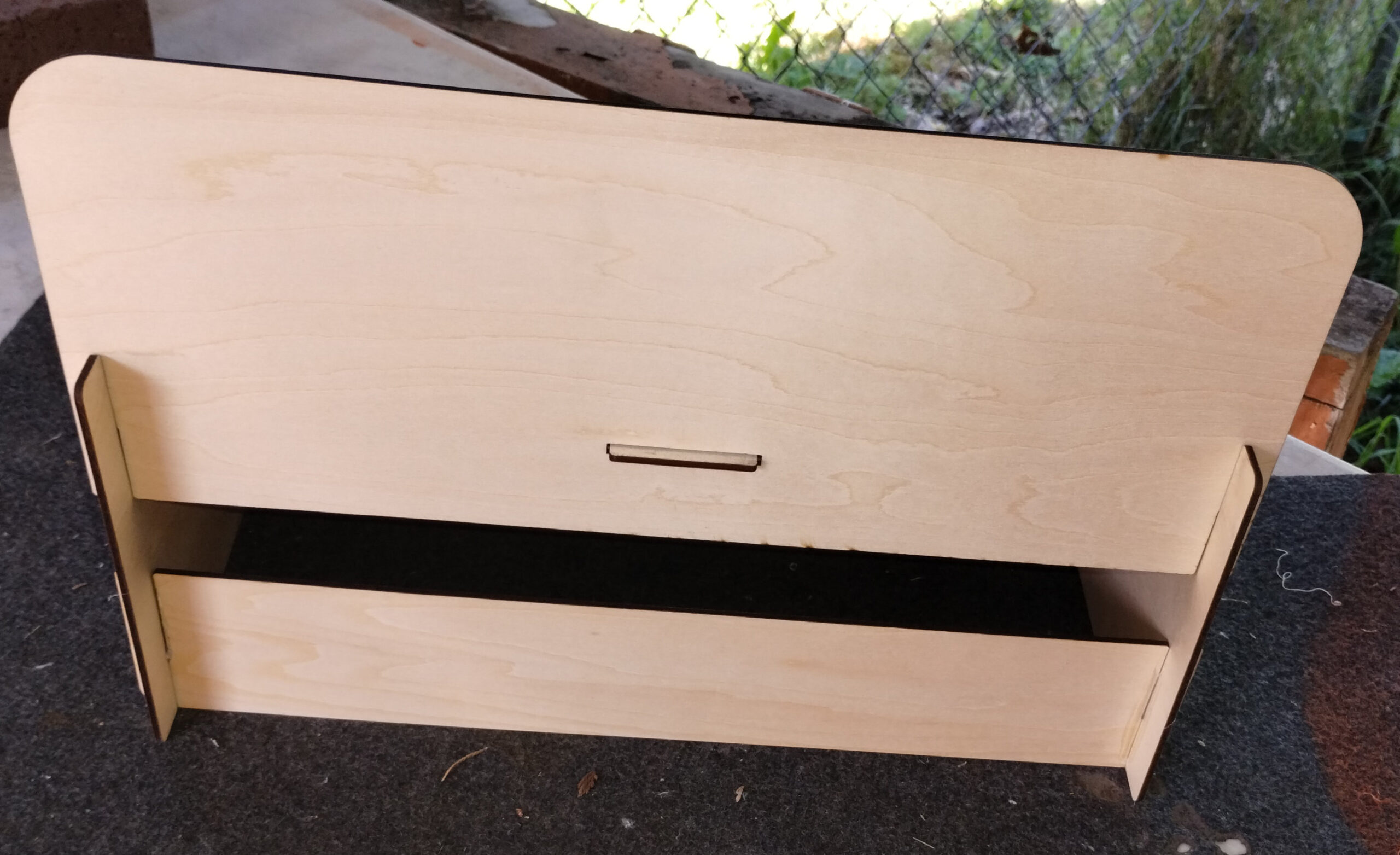 2 level laser cut display shelf with custom engraving larger