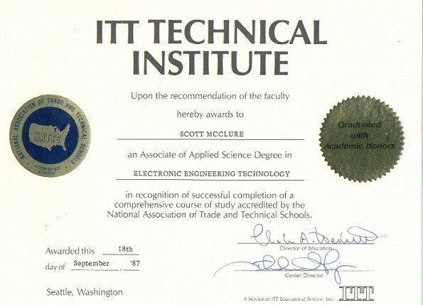 Certificate from ITT